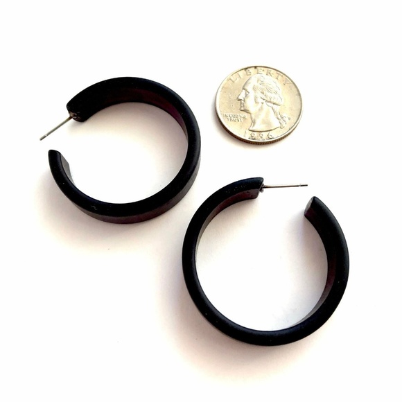 Black Frosted Large Portland Hoop Earrings - Picture 5 of 8
